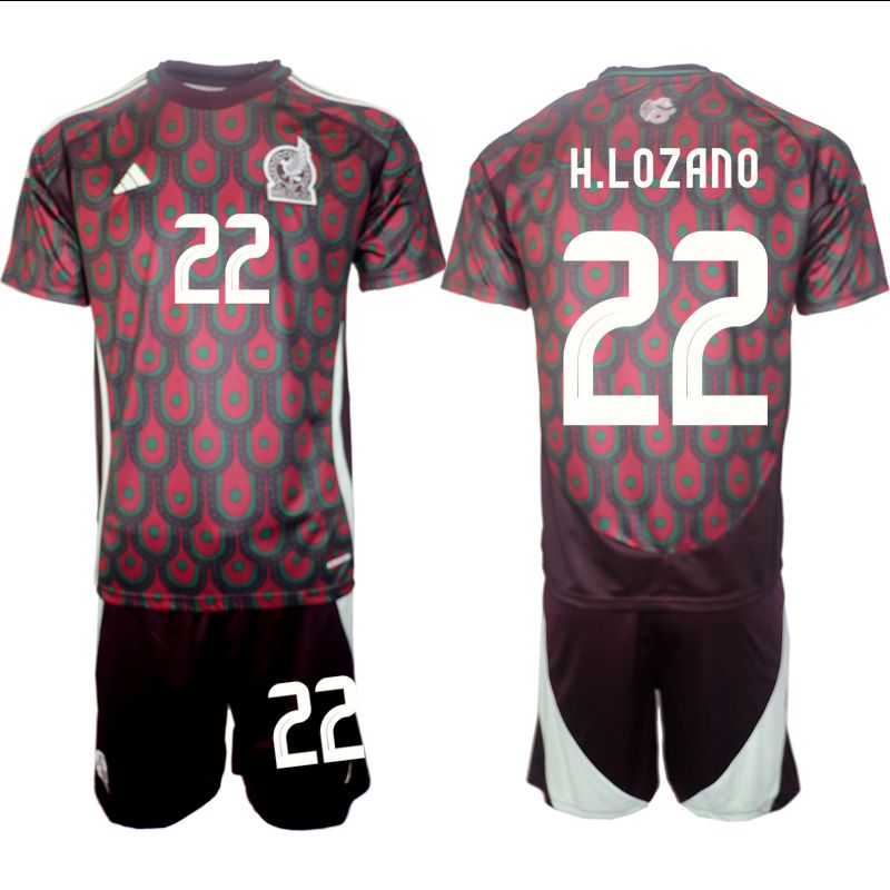 Men 2024-2025 Season Mexico home red #22 Soccer Jersey